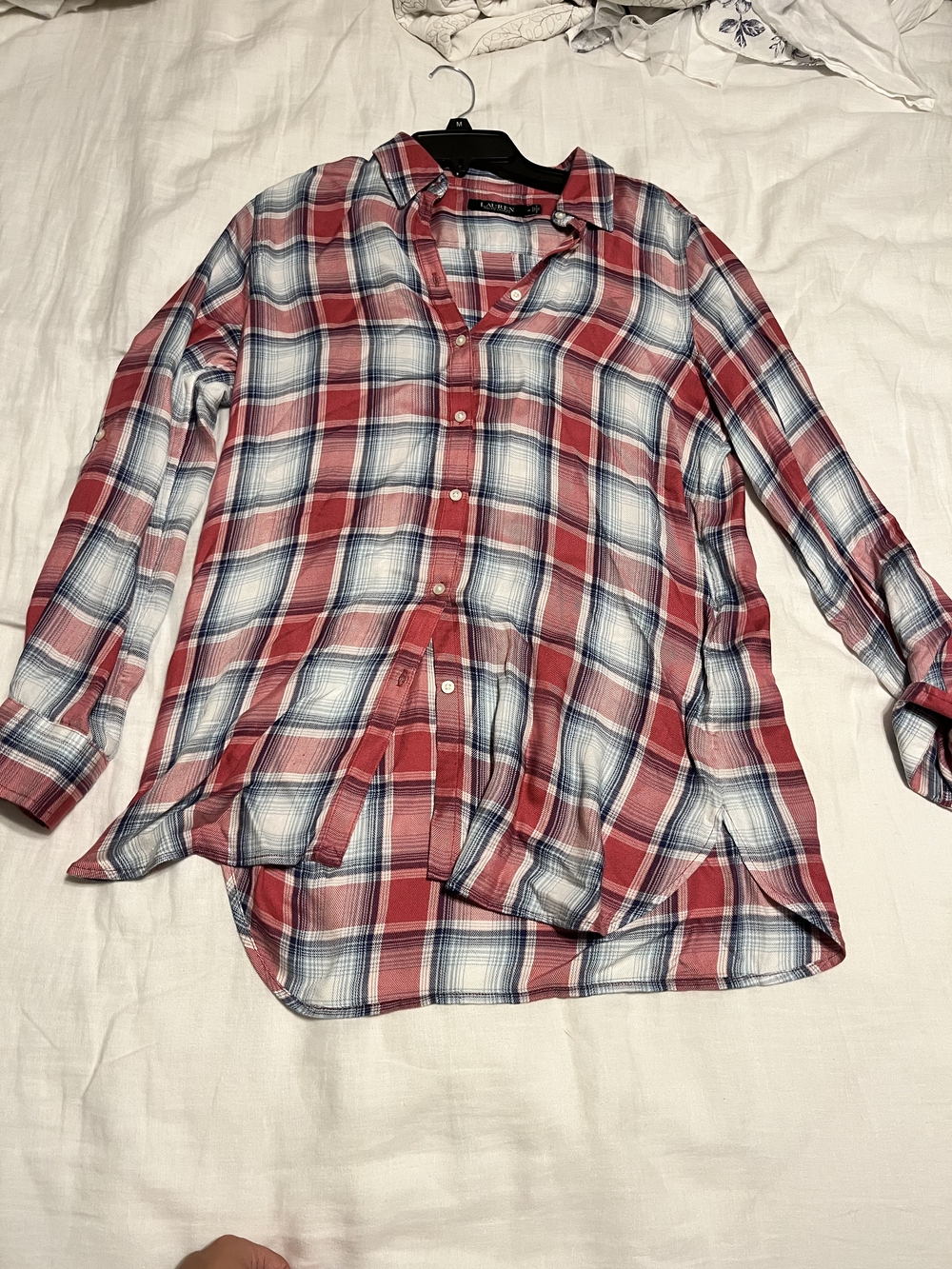 Lauren Ralph Lauren Plaid Button-Down Shirt Red & Blue Medium